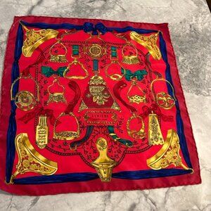 Hermes silk scarf, pocket square, Etriers Paris